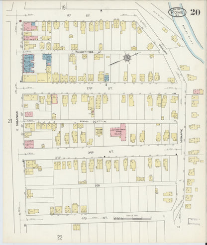 Sanborn Fire Insurance Map from Rome, Oneida County, New York (1914), Sheet #0020 - Historic Sanborn Fire Insurance Map Print, vintage old map wall art, antique decor, genealogy gift, New York New York map