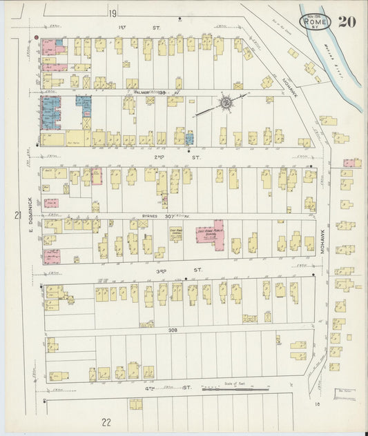 Sanborn Fire Insurance Map from Rome, Oneida County, New York (1914), Sheet #0020 - Historic Sanborn Fire Insurance Map Print, vintage old map wall art, antique decor, genealogy gift, New York New York map