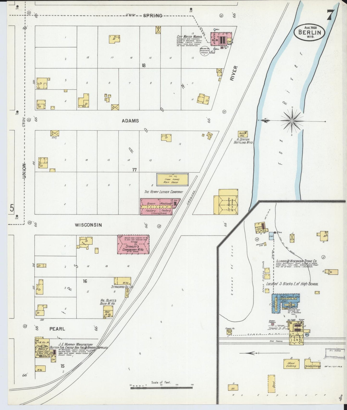 Sanborn Fire Insurance Map from Berlin, Green Lake County, Wisconsin (1900), Sheet #0007 - Complete Map Set gallery image, historic Sanborn map, vintage wall art, Wisconsin Wisconsin