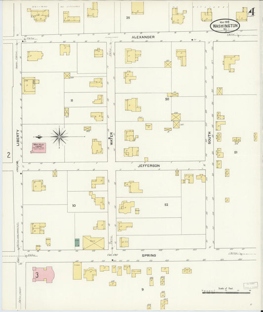 Sanborn Fire Insurance Map from Washington, Wilkes County, Georgia (1909), Sheet #0004 - Historic Sanborn Fire Insurance Map Print, vintage old map wall art, antique decor, genealogy gift, Georgia Georgia map