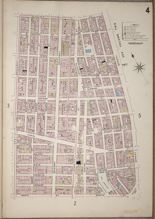 Sanborn Fire Insurance Map from New York; Special Atlases, New York, New York (1913), Sheet #0004 - Historic Sanborn Fire Insurance Map Print, vintage old map wall art, antique decor, genealogy gift, New York New York map