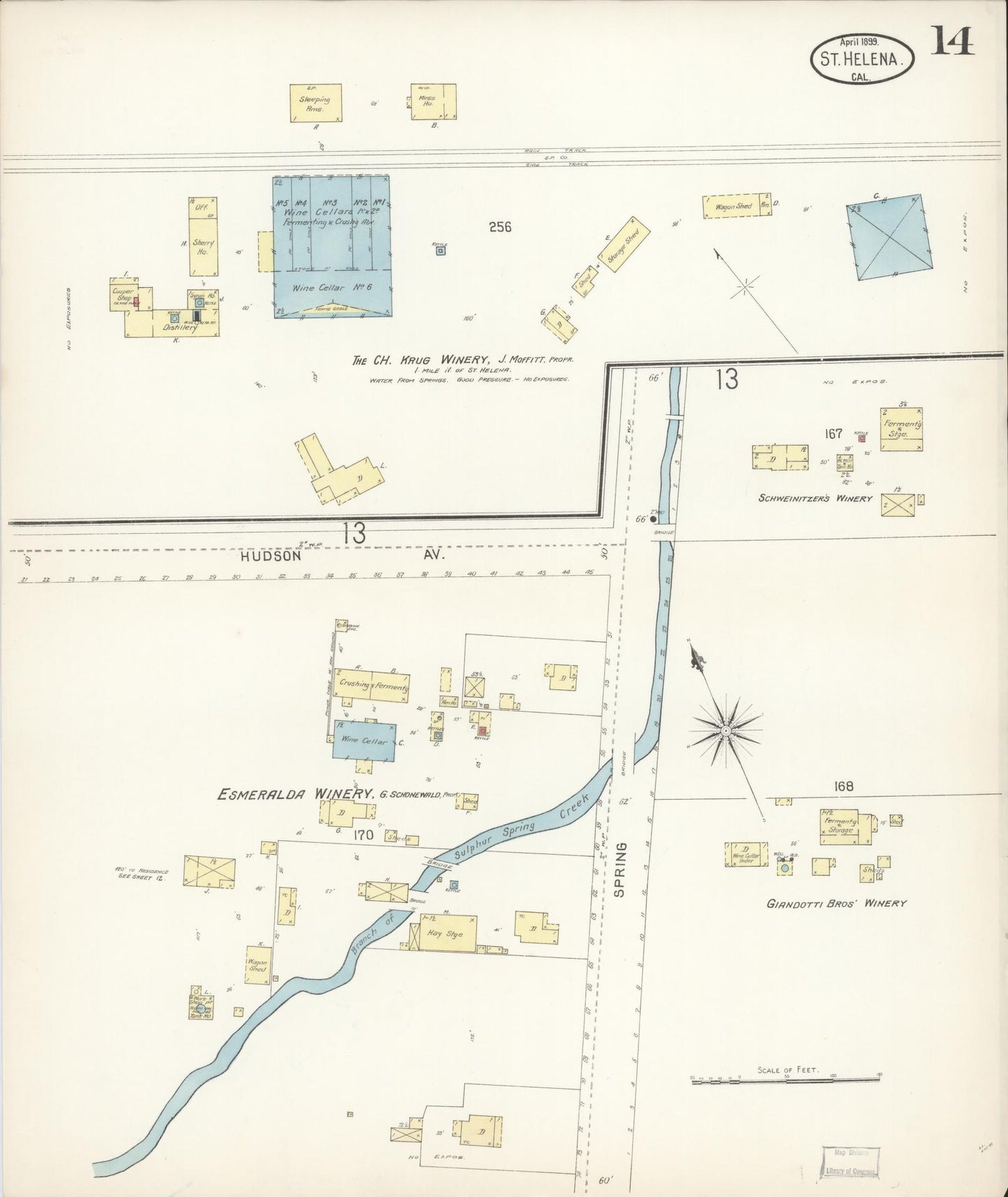 Sanborn Fire Insurance Map from Saint Helena, Napa County, California (1899), Sheet #0014 - Complete Map Set gallery image, historic Sanborn map, vintage wall art, California California