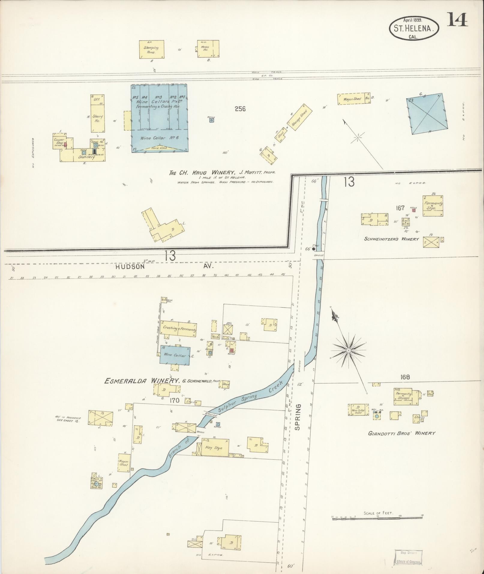 Sanborn Fire Insurance Map from Saint Helena, Napa County, California (1899), Sheet #0014 - Complete Map Set gallery image, historic Sanborn map, vintage wall art, California California