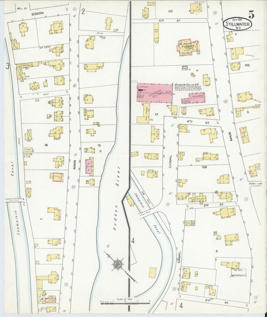 Sanborn Fire Insurance Map from Stillwater, Saratoga County, New York (1910), Sheet #0005 - Historic Sanborn Fire Insurance Map Print, vintage old map wall art, antique decor, genealogy gift, New York New York map