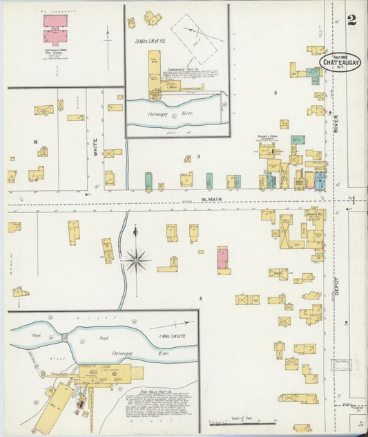 Sanborn Fire Insurance Map from Chateaugay, Franklin County, New York (1905), Sheet #0002 - Historic Sanborn Fire Insurance Map Print, vintage old map wall art, antique decor, genealogy gift, New York New York map