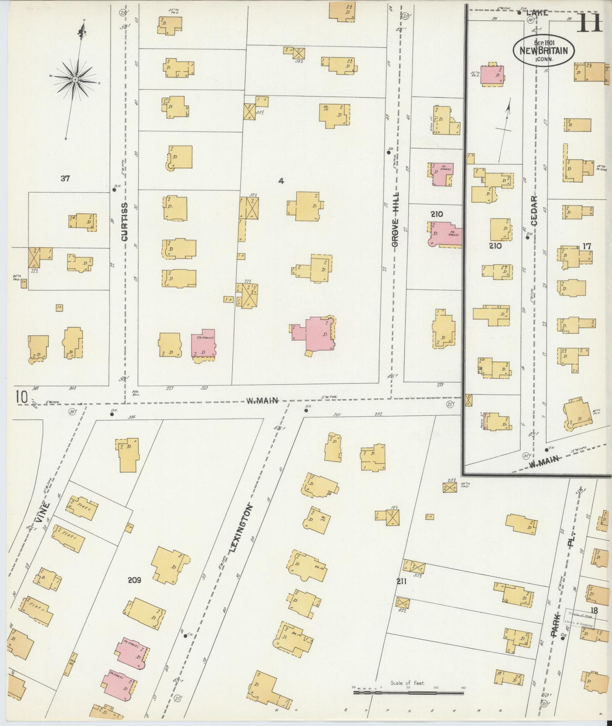 Sanborn Fire Insurance Map from New Britain, Hartford County, Connecticut (1901), Sheet #0011 - Complete Map Set gallery image, historic Sanborn map, vintage wall art, Connecticut Connecticut