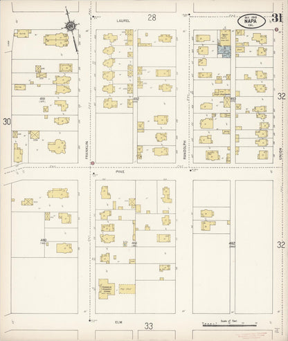 Sanborn Fire Insurance Map from Napa, Napa County, California (1910), Sheet #0031 - Complete Map Set gallery image, historic Sanborn map, vintage wall art, California California