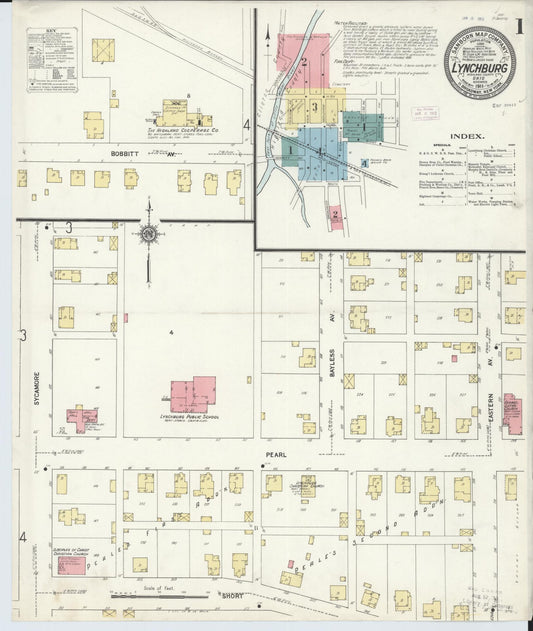 Sanborn Fire Insurance Map from Lynchburg, Highland County, Ohio (1911), Sheet #0001 - Complete Map Set gallery image, historic Sanborn map, vintage wall art, Ohio Ohio