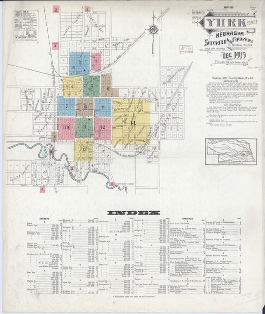 Sanborn Fire Insurance Map from York, York County, Nebraska (1915), Sheet #0001 - Complete Map Set gallery image, historic Sanborn map, vintage wall art, Nebraska Nebraska