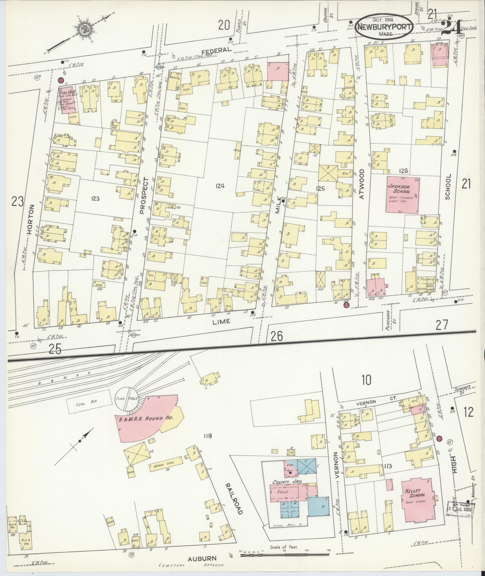 Sanborn Fire Insurance Map from Newburyport, Essex County, Massachusetts (1914), Sheet #0024 - Complete Map Set gallery image, historic Sanborn map, vintage wall art, Massachusetts Massachusetts