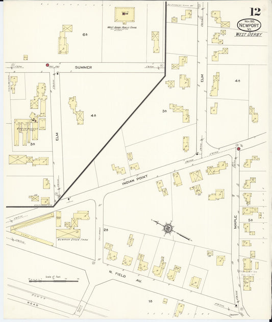 Sanborn Fire Insurance Map from Newport, Orleans County, Vermont (1913), Sheet #0012 - Historic Sanborn Fire Insurance Map Print, vintage old map wall art, antique decor, genealogy gift, Vermont Vermont map