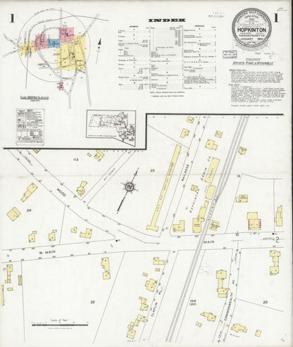 Sanborn Fire Insurance Map from Hopkinton, Middlesex County, Massachusetts (1910), Sheet #0008 - Complete Map Set gallery image, historic Sanborn map, vintage wall art, Massachusetts Massachusetts