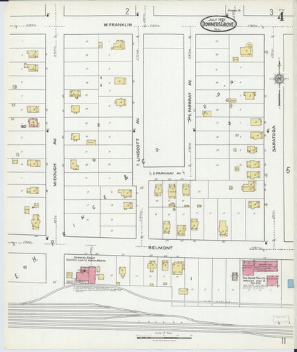 Sanborn Fire Insurance Map from Downers Grove, Dupage County, Illinois (1921), Sheet #0004 - Complete Map Set gallery image, historic Sanborn map, vintage wall art, Illinois Illinois