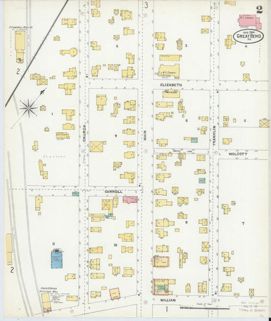Sanborn Fire Insurance Map from Great Bend, Susquehanna County, Pennsylvania (1904), Sheet #0002 - Historic Sanborn Fire Insurance Map Print, vintage old map wall art, antique decor, genealogy gift, Pennsylvania Pennsylvania map