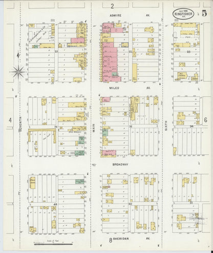 Sanborn Fire Insurance Map from Kingfisher, Kingfisher County, Oklahoma (1898), Sheet #0005 - Complete Map Set gallery image, historic Sanborn map, vintage wall art, Oklahoma Oklahoma
