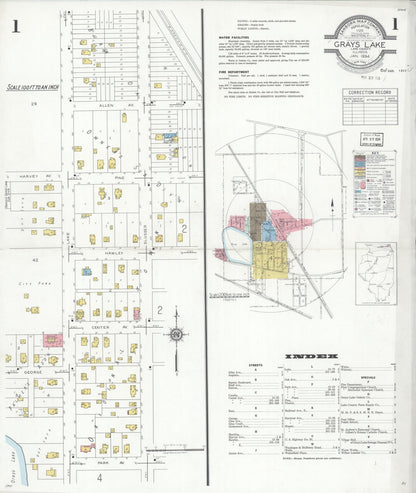 Sanborn Fire Insurance Map from Grays Lake, Lake County, Illinois (1934), Sheet #0001 - Historic Sanborn Fire Insurance Map Print, vintage old map wall art, antique decor, genealogy gift, Illinois Illinois map