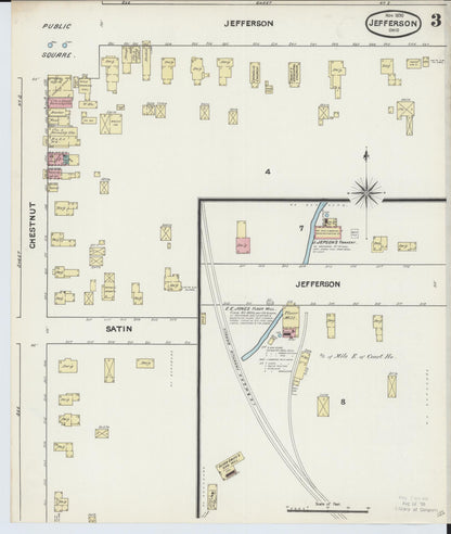 Sanborn Fire Insurance Map from Jefferson, Ashtabula County, Ohio (1890), Sheet #0003 - Historic Sanborn Fire Insurance Map Print, vintage old map wall art, antique decor, genealogy gift, Ohio Ohio map