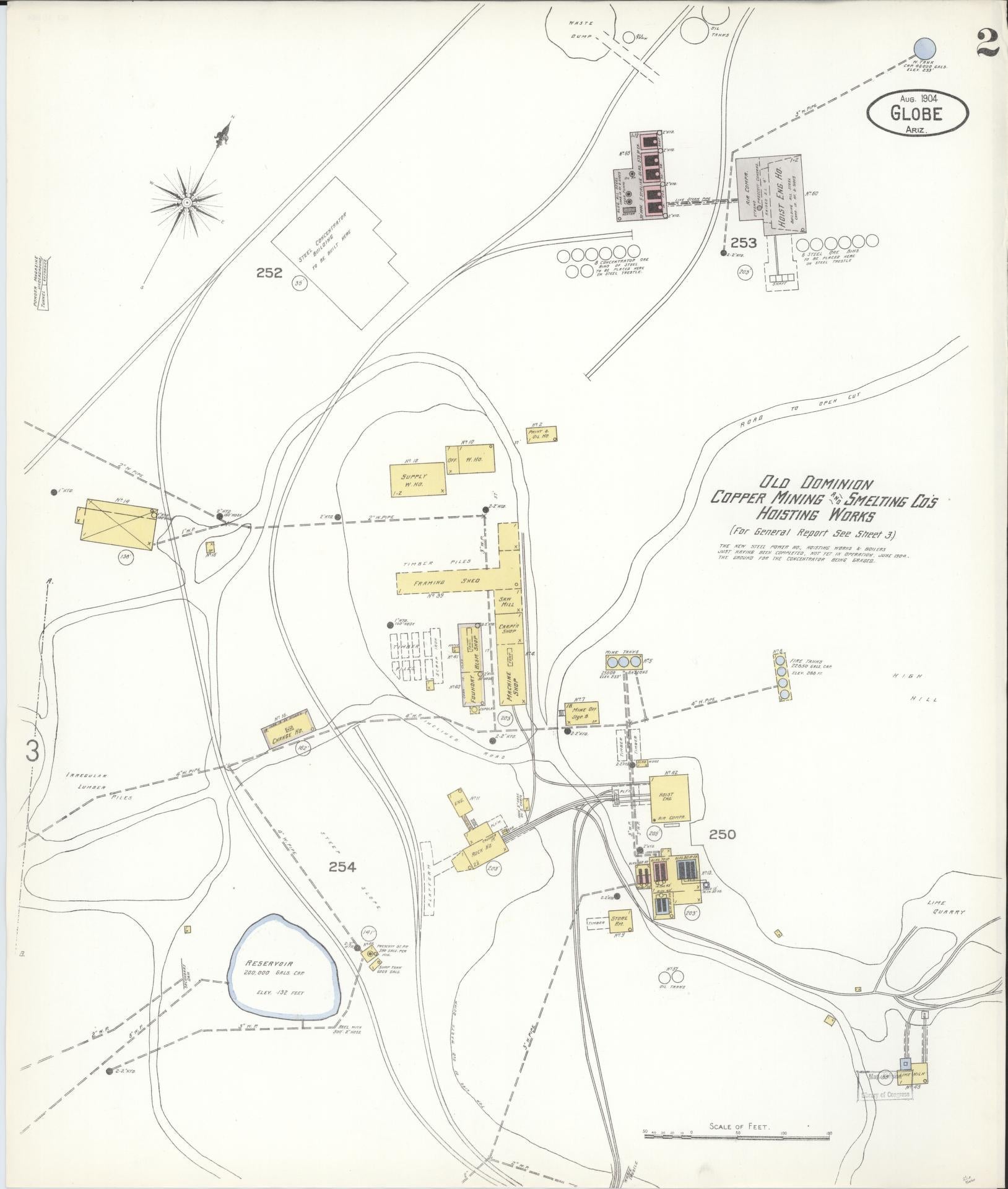 Sanborn Fire Insurance Map from Globe, Gila County, Arizona (1904), Sheet #0002 - Historic Sanborn Fire Insurance Map Print, vintage old map wall art, antique decor, genealogy gift, Arizona Arizona map