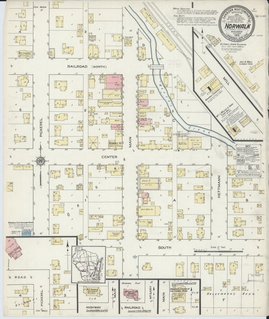 Sanborn Fire Insurance Map from Norwalk, Monroe County, Wisconsin (1914), Sheet #0001 - Historic Sanborn Fire Insurance Map Print, vintage old map wall art, antique decor, genealogy gift, Wisconsin Wisconsin map