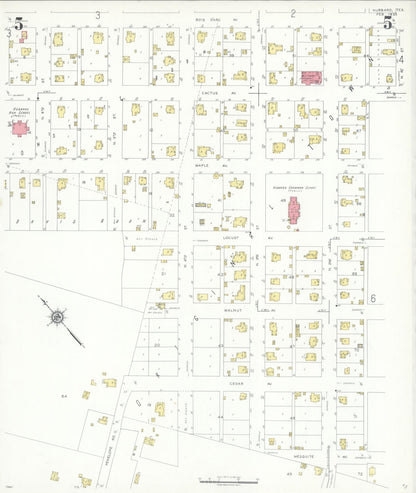 Sanborn Fire Insurance Map from Hubbard, Hill County, Texas (1935), Sheet #0005 - Historic Sanborn Fire Insurance Map Print, vintage old map wall art, antique decor, genealogy gift, Texas Texas map
