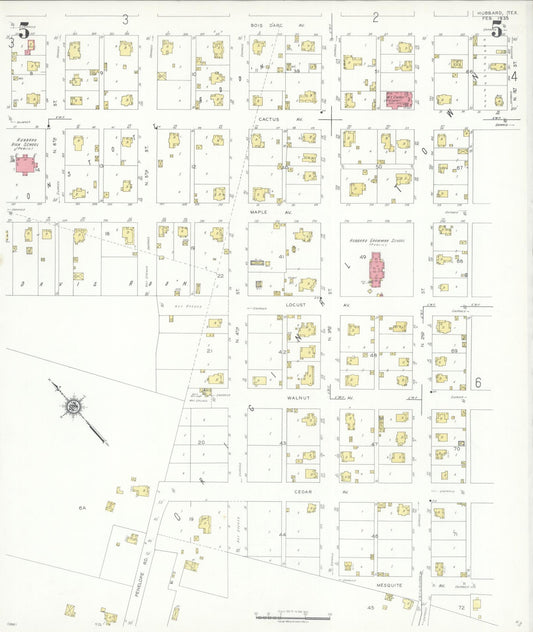 Sanborn Fire Insurance Map from Hubbard, Hill County, Texas (1935), Sheet #0005 - Historic Sanborn Fire Insurance Map Print, vintage old map wall art, antique decor, genealogy gift, Texas Texas map