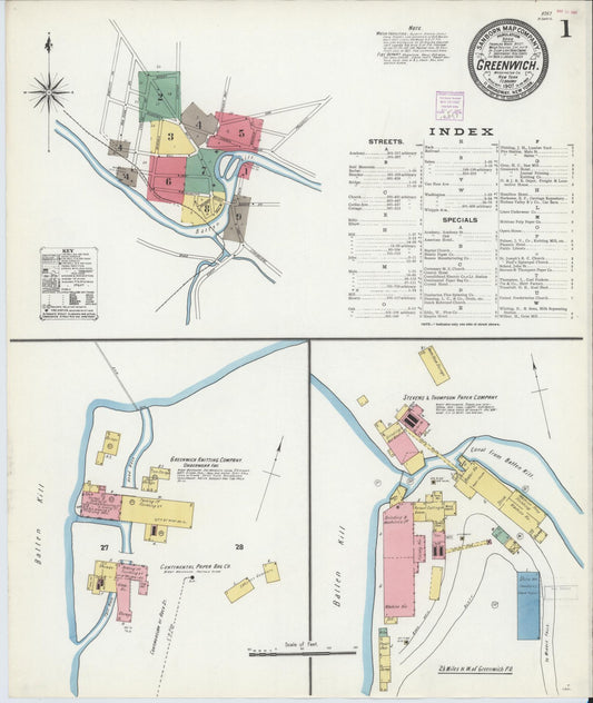 Sanborn Fire Insurance Map from Greenwich, Washington County, New York (1907), Sheet #0001 - Historic Sanborn Fire Insurance Map Print, vintage old map wall art, antique decor, genealogy gift, New York New York map