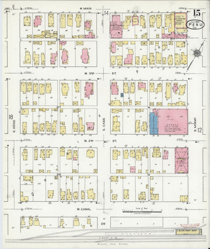Sanborn Fire Insurance Map from Peru, Miami County, Indiana (1920), Sheet #0015 - Complete Map Set gallery image, historic Sanborn map, vintage wall art, Indiana Indiana