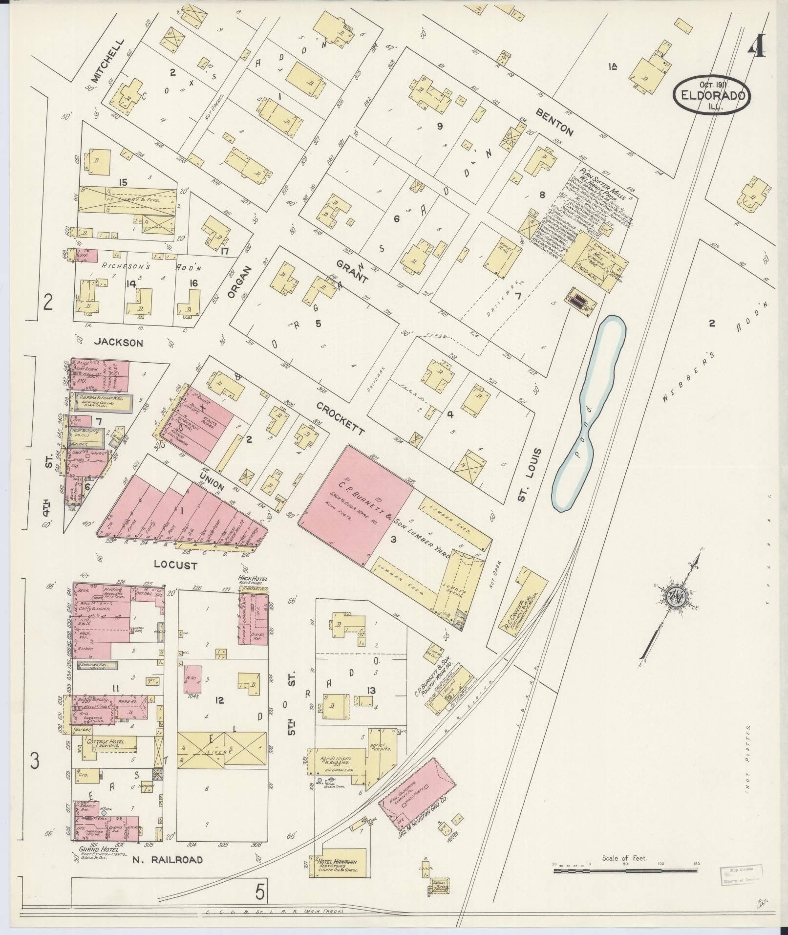 Sanborn Fire Insurance Map from Eldorado, Saline County, Illinois (1911), Sheet #0004 - Complete Map Set gallery image, historic Sanborn map, vintage wall art, Illinois Illinois