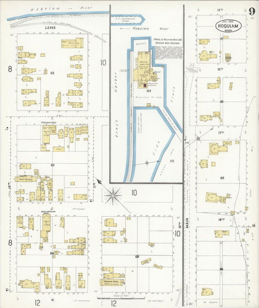 Sanborn Fire Insurance Map from Hoquiam, Grays Harbor County, Washington (1902), Sheet #0009 - Historic Sanborn Fire Insurance Map Print, vintage old map wall art, antique decor, genealogy gift, Washington Washington map