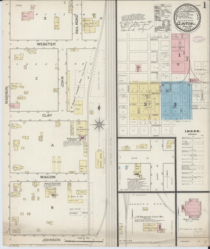 Sanborn Fire Insurance Map from Clinton, De Witt County, Illinois (1887), Sheet #0001 - Complete Map Set gallery image, historic Sanborn map, vintage wall art, Illinois Illinois