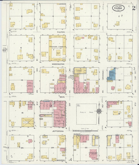 Sanborn Fire Insurance Map from Cuba, Fulton County, Illinois (1919), Sheet #0002 - Historic Sanborn Fire Insurance Map Print, vintage old map wall art, antique decor, genealogy gift, Illinois Illinois map