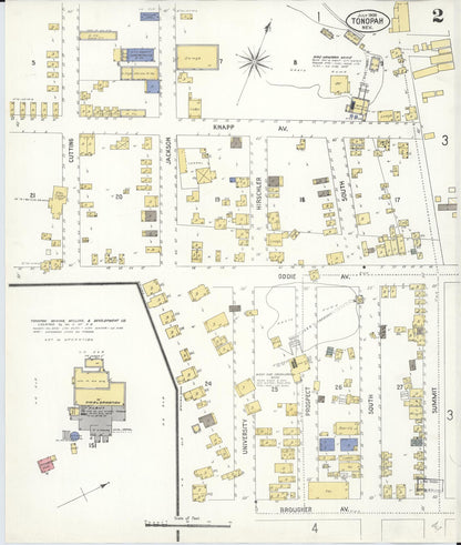 Sanborn Fire Insurance Map from Tonopah, Nye County, Nevada (1909), Sheet #0002 - Complete Map Set gallery image, historic Sanborn map, vintage wall art, Nevada Nevada