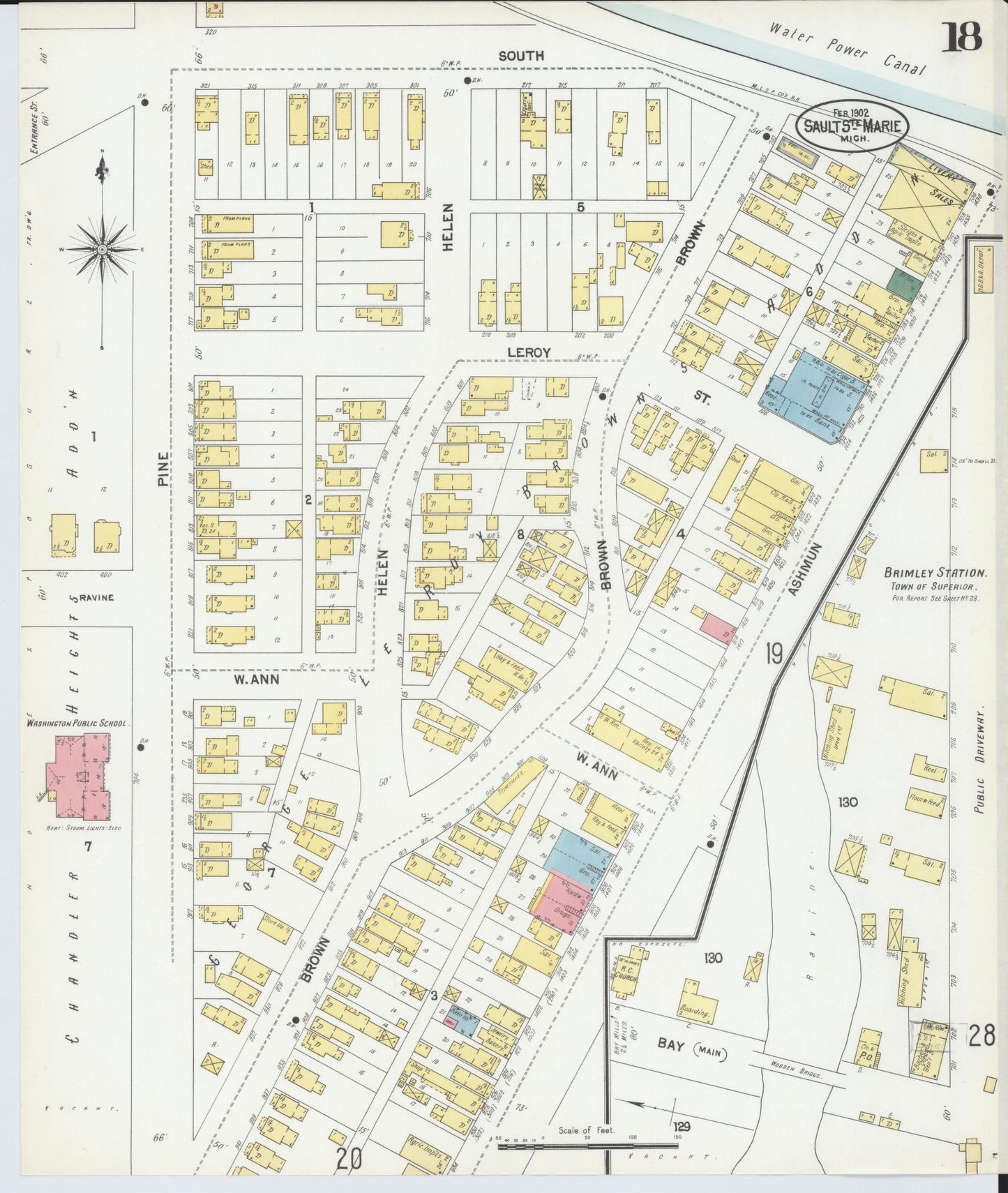 Sanborn Fire Insurance Map from Sault Sainte Marie, Chippewa County, Michigan (1902), Sheet #0018 - Historic Sanborn Fire Insurance Map Print, vintage old map wall art, antique decor, genealogy gift, Michigan Michigan map