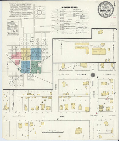 Sanborn Fire Insurance Map from Mount Pulaski, Logan County, Illinois (1910), Sheet #0001 - Complete Map Set gallery image, historic Sanborn map, vintage wall art, Illinois Illinois