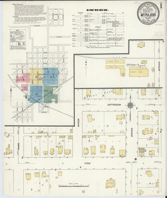 Sanborn Fire Insurance Map from Mount Pulaski, Logan County, Illinois (1910), Sheet #0001 - Complete Map Set gallery image, historic Sanborn map, vintage wall art, Illinois Illinois