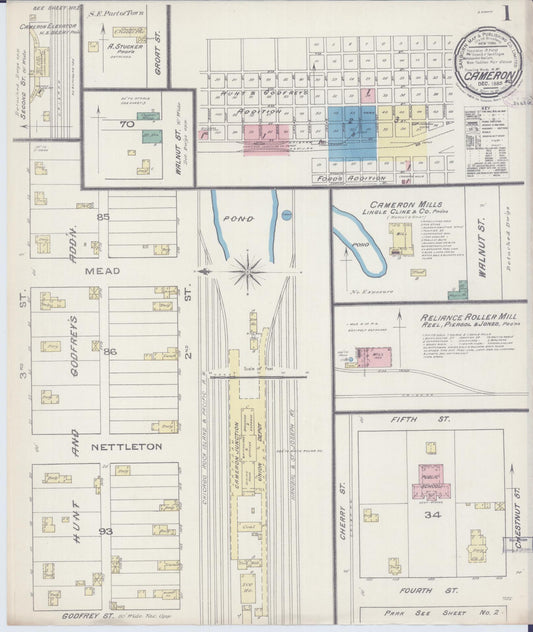 Sanborn Fire Insurance Map from Cameron, Clinton County, Missouri (1885), Sheet #0001 - Complete Map Set gallery image, historic Sanborn map, vintage wall art, Missouri Missouri