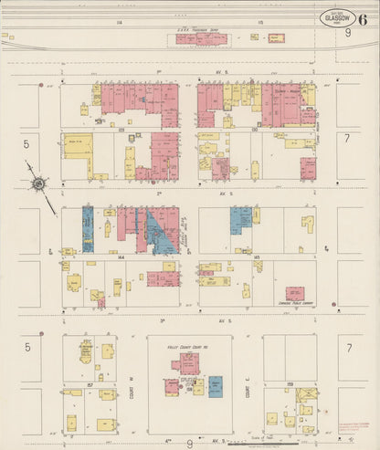 Sanborn Fire Insurance Map from Glasgow, Valley County, Montana (1920), Sheet #0006 - Complete Map Set gallery image, historic Sanborn map, vintage wall art, Montana Montana