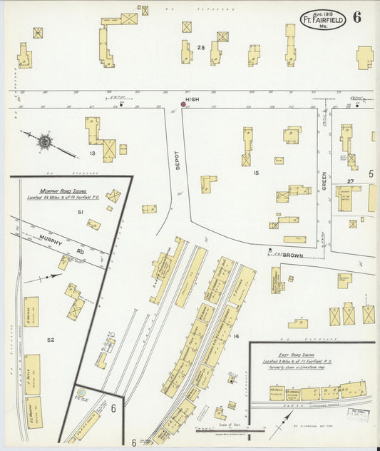 Sanborn Fire Insurance Map from Fort Fairfield, Aroostook County, Maine (1919), Sheet #0006 - Historic Sanborn Fire Insurance Map Print, vintage old map wall art, antique decor, genealogy gift, Maine Maine map