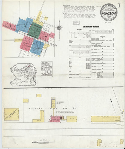 Sanborn Fire Insurance Map from Winnsboro, Wood County, Texas (1921), Sheet #0001 - Historic Sanborn Fire Insurance Map Print, vintage old map wall art, antique decor, genealogy gift, Texas Texas map