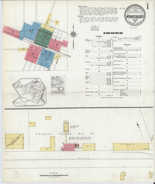 Sanborn Fire Insurance Map from Winnsboro, Wood County, Texas (1921), Sheet #0001 - Historic Sanborn Fire Insurance Map Print, vintage old map wall art, antique decor, genealogy gift, Texas Texas map