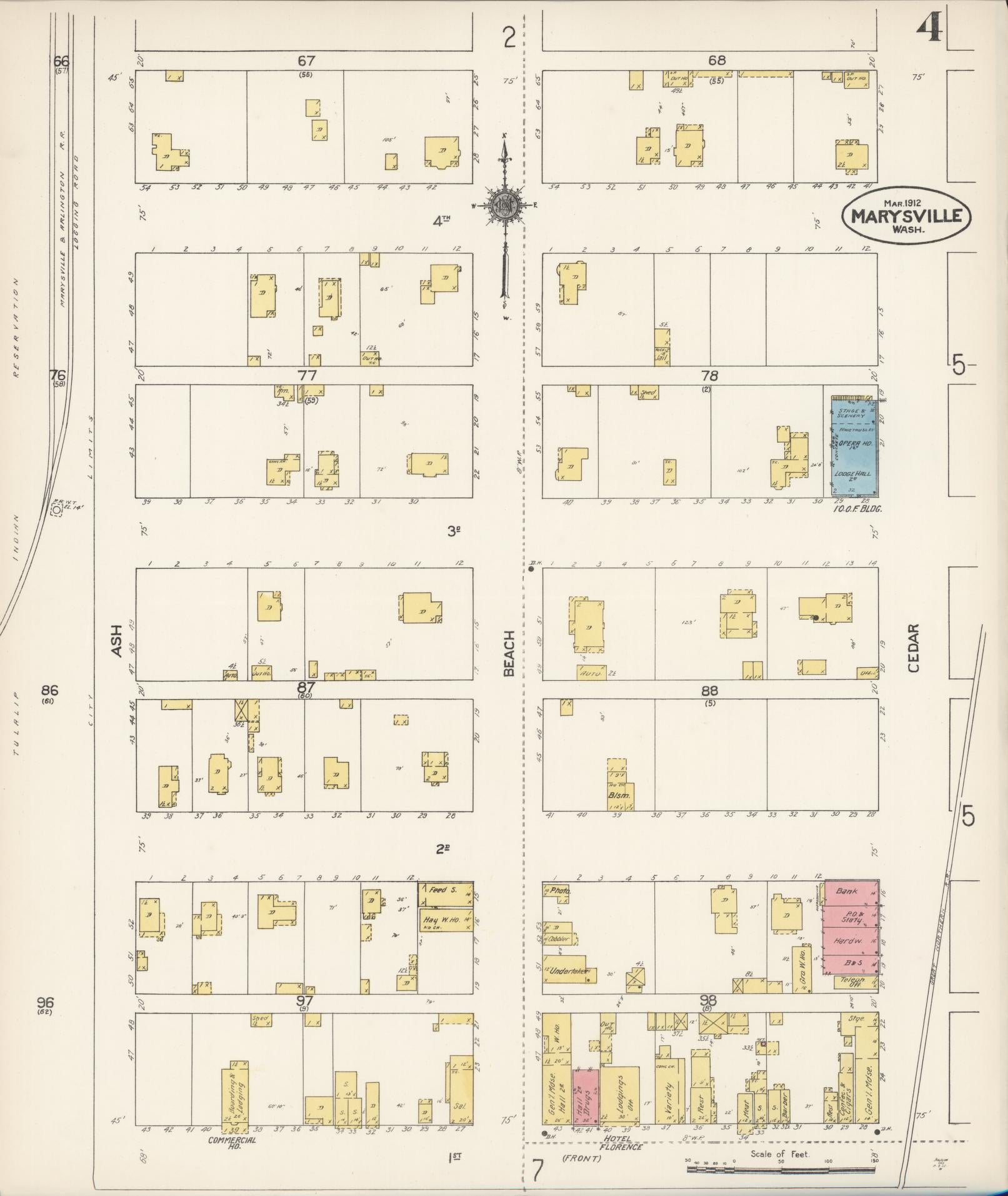 Sanborn Fire Insurance Map from Marysville, Snohomish County, Washington (1912), Sheet #0004 - Complete Map Set gallery image, historic Sanborn map, vintage wall art, Washington Washington