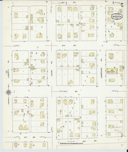 Sanborn Fire Insurance Map from Madison, Lake County, South Dakota (1914), Sheet #0007 - Historic Sanborn Fire Insurance Map Print, vintage old map wall art, antique decor, genealogy gift, South Dakota South Dakota map