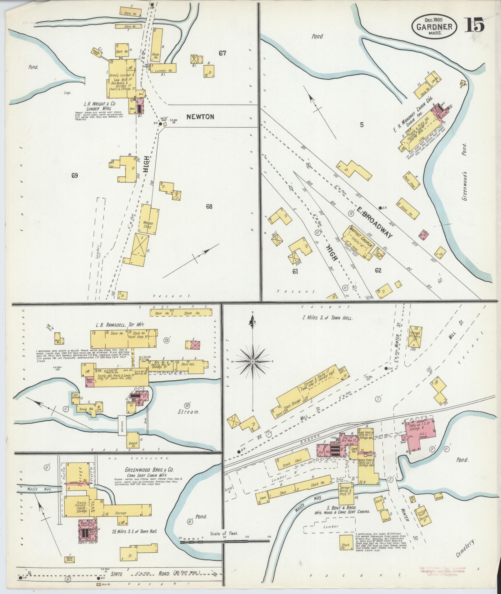 Sanborn Fire Insurance Map from Gardner, Worcester County, Massachusetts (1900), Sheet #0015 - Complete Map Set gallery image, historic Sanborn map, vintage wall art, Massachusetts Massachusetts