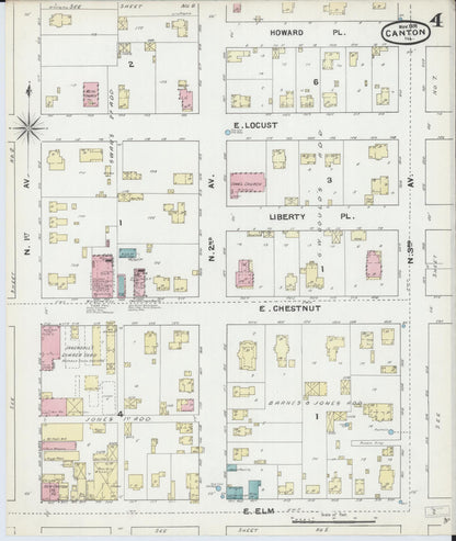 Sanborn Fire Insurance Map from Canton, Fulton County, Illinois (1891), Sheet #0004 - Historic Sanborn Fire Insurance Map Print, vintage old map wall art, antique decor, genealogy gift, Illinois Illinois map