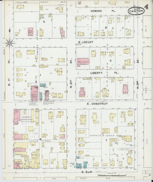 Sanborn Fire Insurance Map from Canton, Fulton County, Illinois (1891), Sheet #0004 - Historic Sanborn Fire Insurance Map Print, vintage old map wall art, antique decor, genealogy gift, Illinois Illinois map
