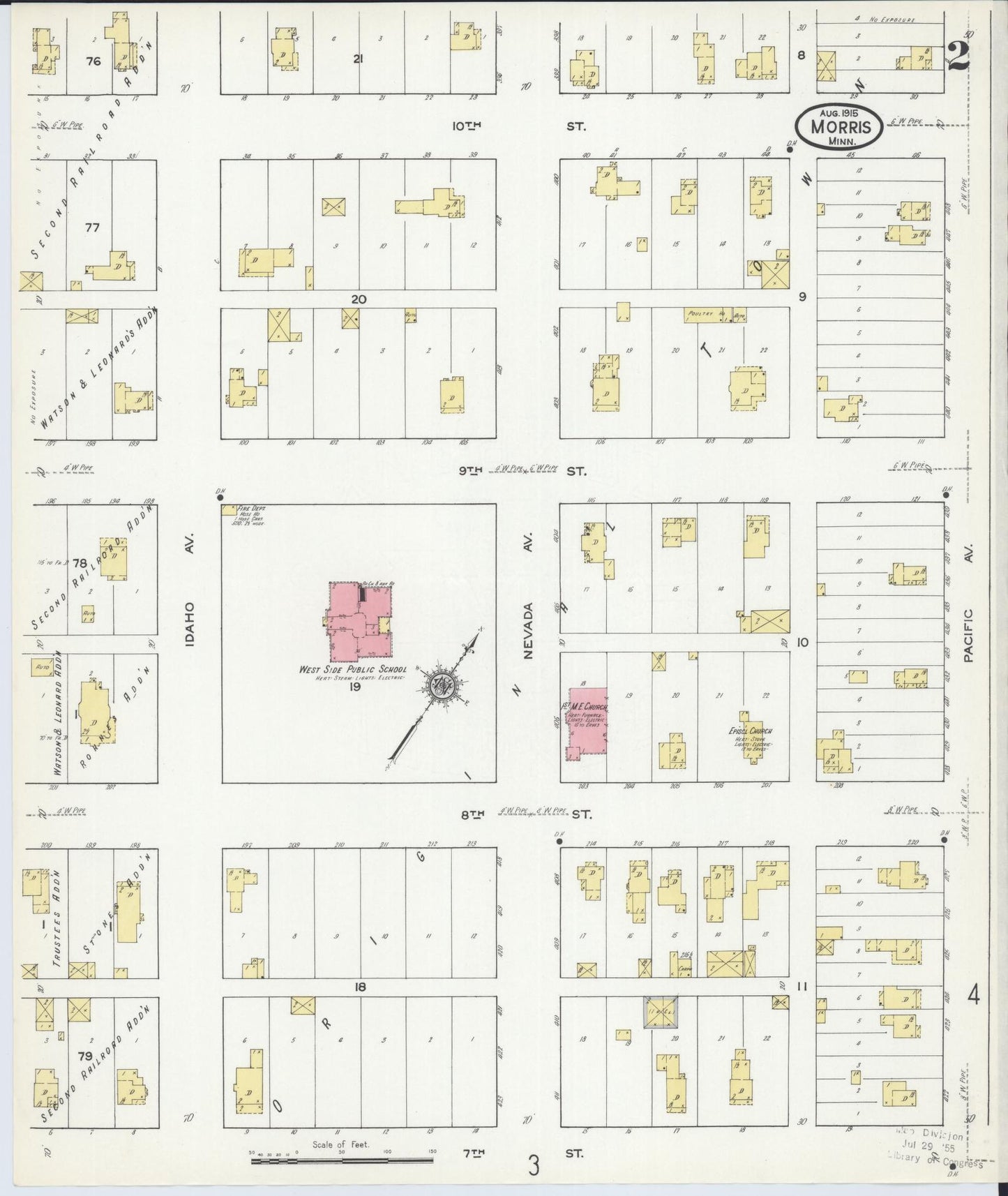 Sanborn Fire Insurance Map from Morris, Stevens County, Minnesota (1915), Sheet #0002 - Historic Sanborn Fire Insurance Map Print, vintage old map wall art, antique decor, genealogy gift, Minnesota Minnesota map