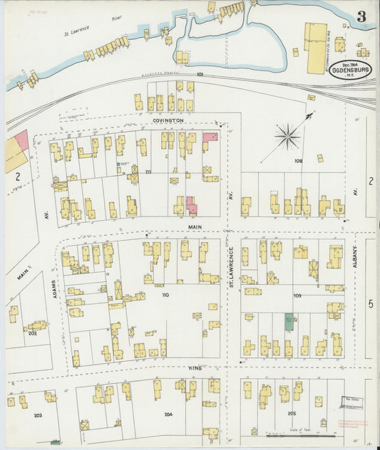 Sanborn Fire Insurance Map from Ogdensburg, St. Lawrence County, New York (1904), Sheet #0003 - Historic Sanborn Fire Insurance Map Print, vintage old map wall art, antique decor, genealogy gift, New York New York map