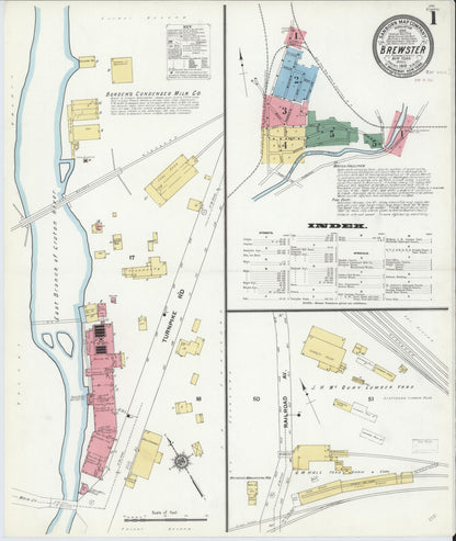Sanborn Fire Insurance Map from Brewster, Putnam County, New York (1910), Sheet #0001 - Complete Map Set gallery image, historic Sanborn map, vintage wall art, New York New York
