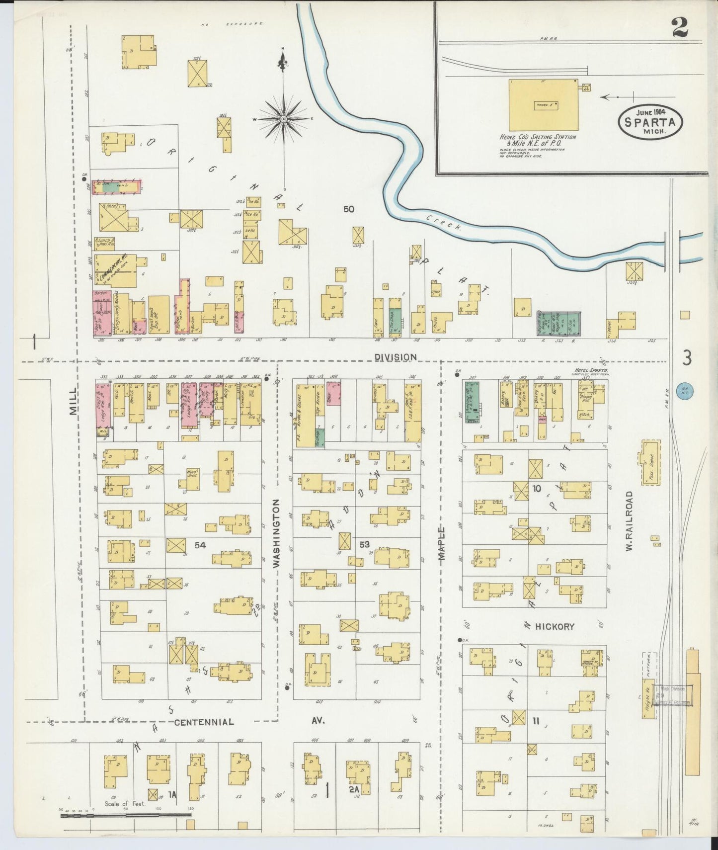 Sanborn Fire Insurance Map from Sparta, Kent County, Michigan (1904), Sheet #0002 - Historic Sanborn Fire Insurance Map Print, vintage old map wall art, antique decor, genealogy gift, Michigan Michigan map