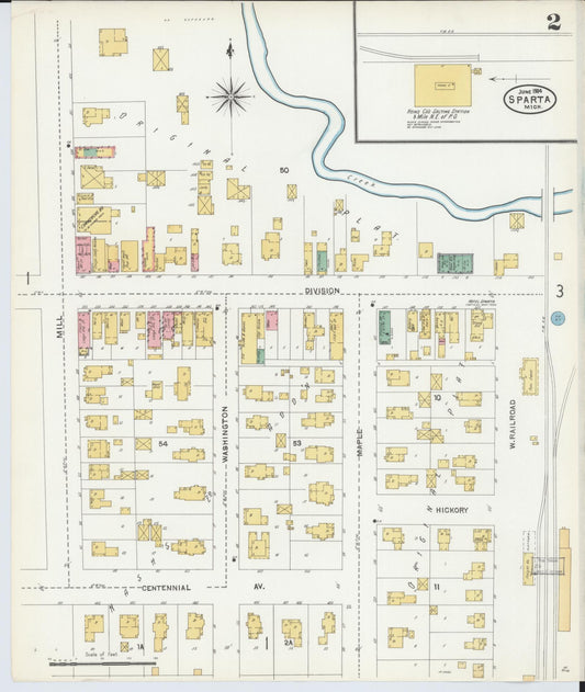 Sanborn Fire Insurance Map from Sparta, Kent County, Michigan (1904), Sheet #0002 - Historic Sanborn Fire Insurance Map Print, vintage old map wall art, antique decor, genealogy gift, Michigan Michigan map